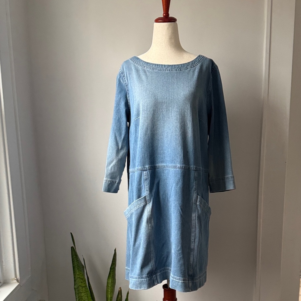 Ag Adriano Goldschmied Light Blue Denim Shift Dress Cotton blend